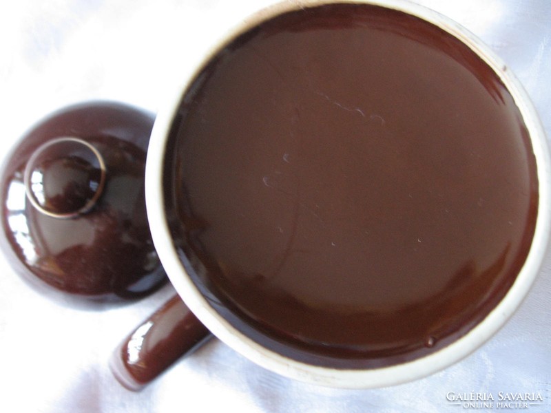 Coffee brown art deco gilded jug