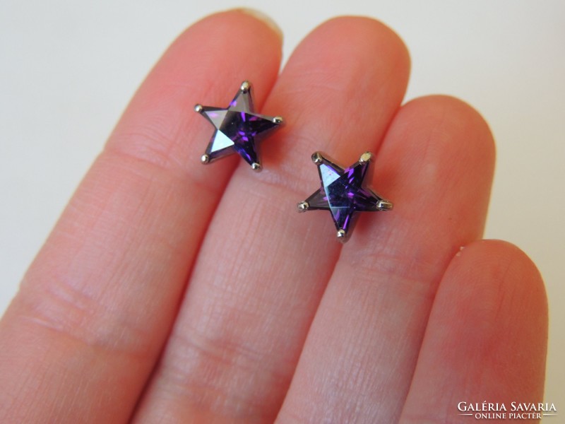 Beautiful purple zirconia stone marked stainless steel earrings