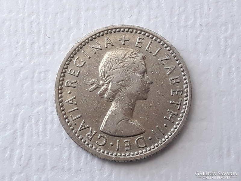 6 Pence 1957 coin - British, English 6 pence 1957 fid. Def, elizabeth ii dei gratia regina