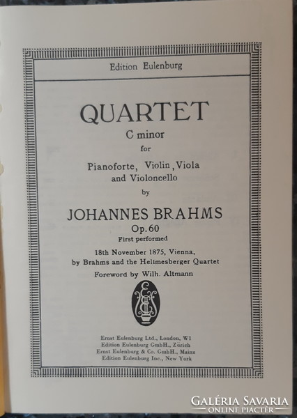 Brahms: pocket score in piano quartet in C minor