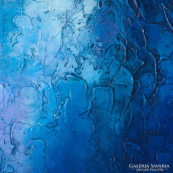 Bánki Szilvia absztrakt festménye "Kék kompozíció I." 80x60 cm
