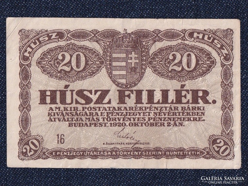 Pénztárjegy (1919-1920) 20 fillér bankjegy 1920 (id60548)