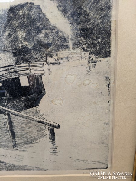 Biai boat station (etching)