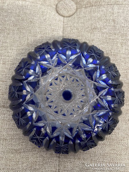 Bohemian blue crystal ashtray a13