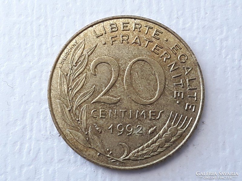 20 Centimes 1992 coin - French 20 centimes 1992 republique francaise foreign coin