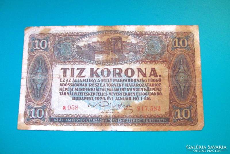 10 Korona - 1920 január 1.  Budapest  - sorozat: a 058