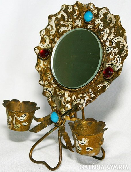 Antique women's toiletries holder mirror or lipstick holder