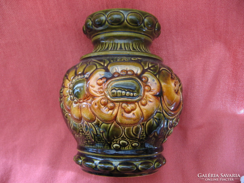 Retro scheurich w.Germany ceramic beige-green poppy vase 287-18