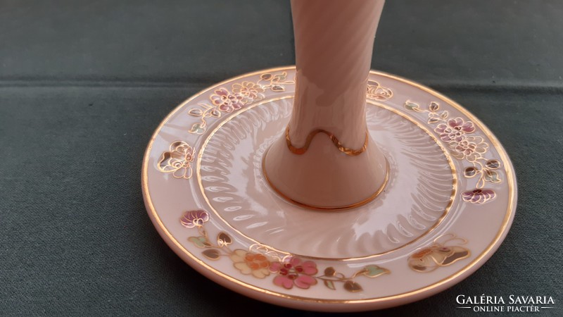 Zsolnay candlestick with butterfly pattern