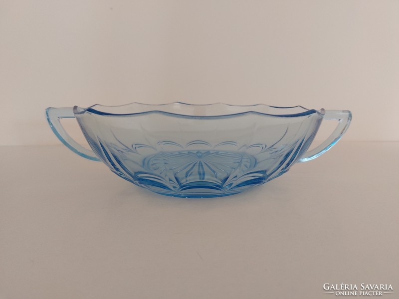 Old blue glass compote bowl offering 4 pcs