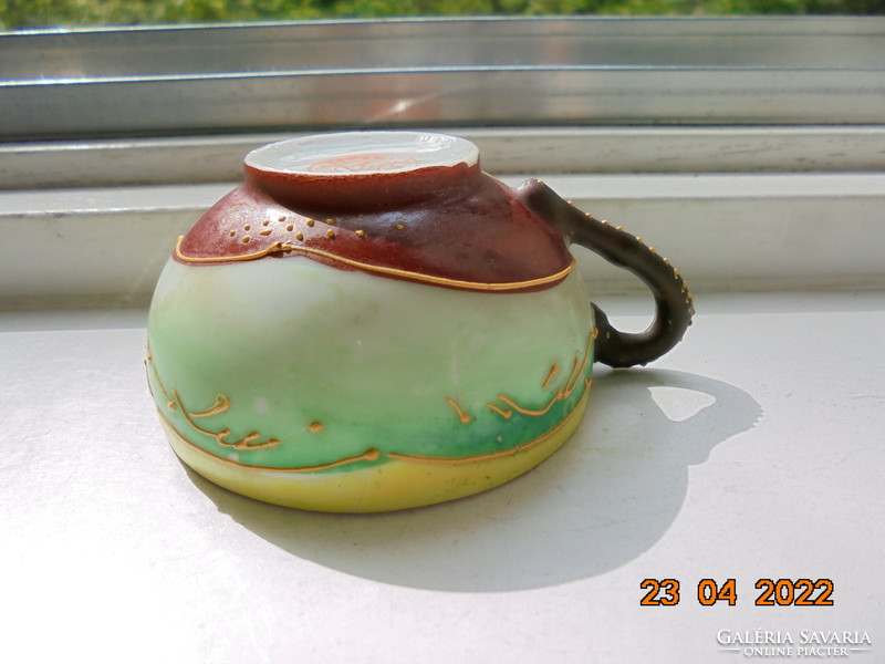 Hand Painted Embossed Enamel Satsuma Eggshell Porcelain Mocha Cup with Cannon Pattern