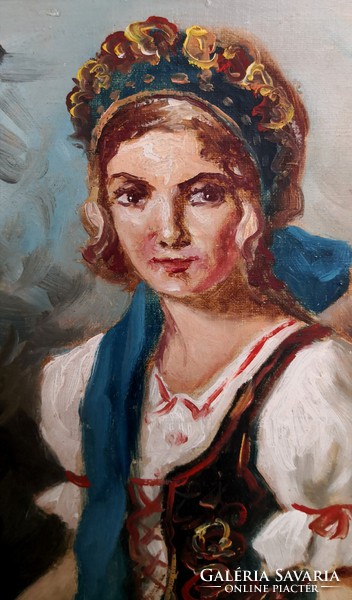 FK/189 - Horváth szign. – Lány népviseletben című festmény