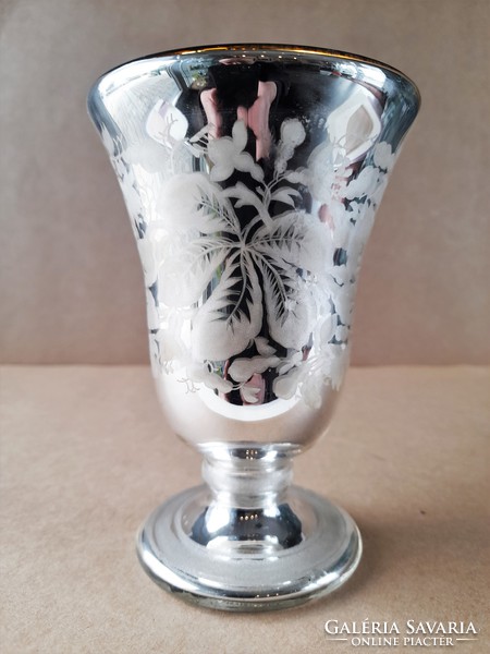 Antique peasant silver stemmed glass in perfect condition