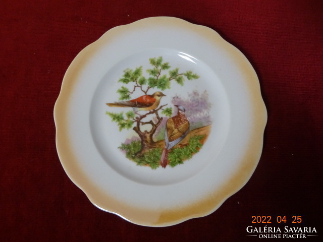 Zsolnay porcelain cake plate, antique, bird, diameter 18 cm. He has! Jókai.