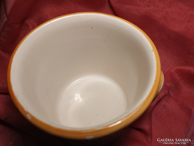 Two-handled ceramic bowl for sour cream, honey, and spices