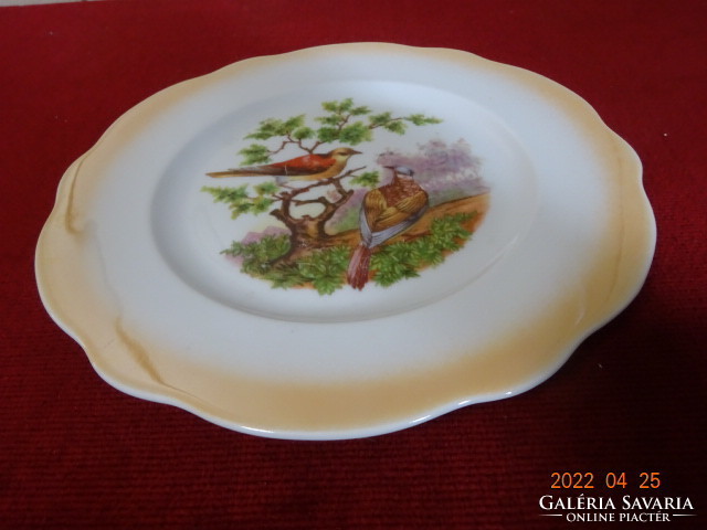 Zsolnay porcelán süteményes tányér, antik, madaras, átmérője 18 cm. Vanneki! Jókai.