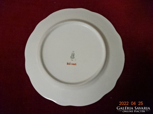 Zsolnay porcelán süteményes tányér, antik, madaras, átmérője 17,5 cm. 