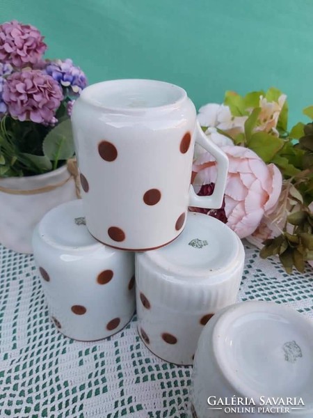 Rare Retro Zsolnay Peaceful Brown Polka Dot Cocoa Porcelain Mugs Mug Nostalgia Pieces