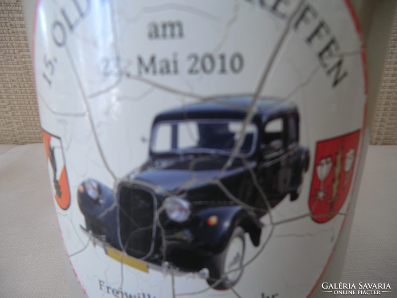 Beer oldtimer club krigli jug 2010 with paper sticker flawless 13x8x13 cm