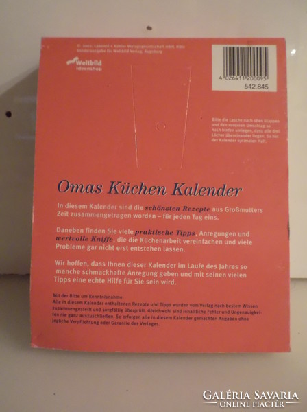 Könyv - OMAS KÜCHEN KALENDER 2002 - 365 OLDAL - 18,5 x 14,5 x 5 cm - HIBÁTLAN
