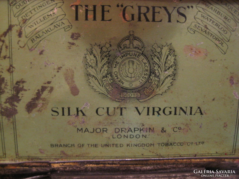 Angol , dohány tároló  fém doboz ,The  " Greis " Silk Cut Virginia