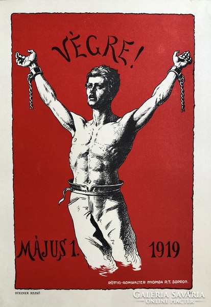 “Május 1!”Szovjet soviet kommunista tanácsköztársaság mozgalmi plakát offset - katonai