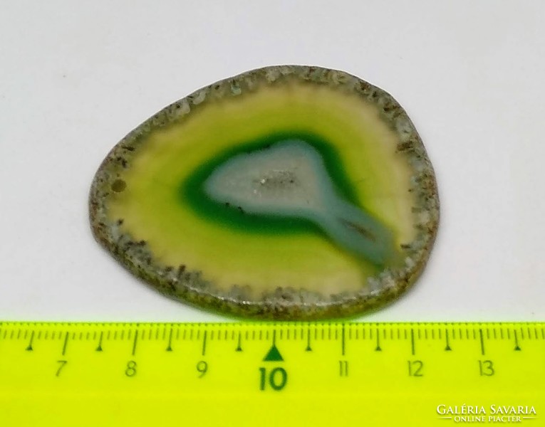 Green druzys agate slice pendant