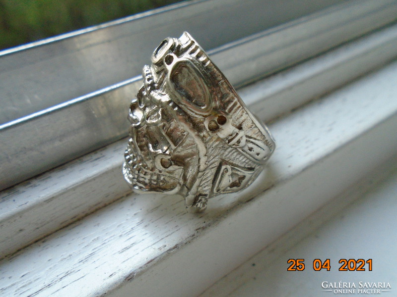Koponya gyűrű régi pilóta sisakkal, kézzel készített