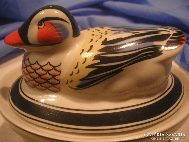 N15 Art decó kacsás élénk csodás színű porcelán tároló ritkaság eladó