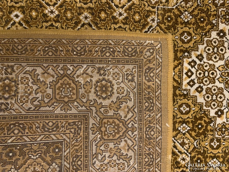 Mustard yellow beige Uzbek rug