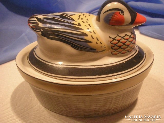 N15 Art decó kacsás élénk csodás színű porcelán tároló ritkaság eladó