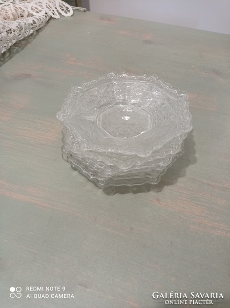 Art deco six-piece molded glass cake plate.