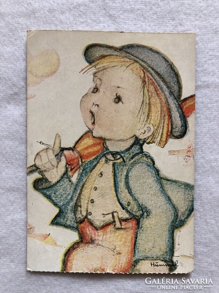 Régi   M. I. Hummel képeslap  -  A kis vándor  Nr. 818