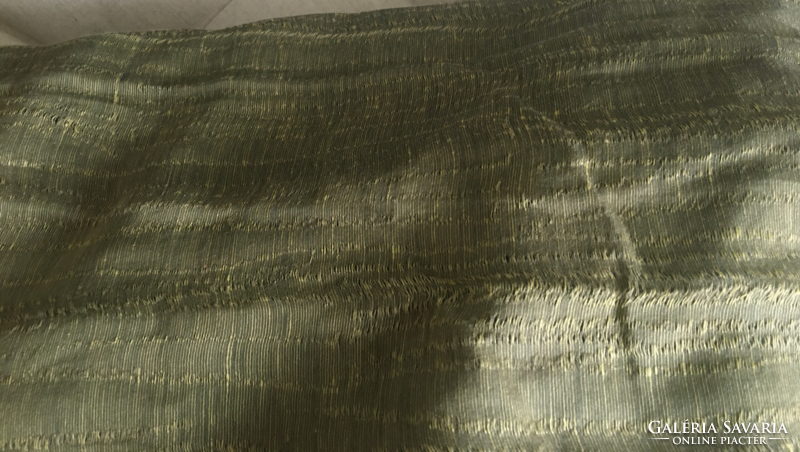 Moss green, thin, 2-sided decor material with golden yellow weave
