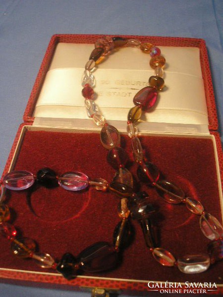 UT Élénkszínű 70 cm -es Üveg + gyöngy egyedi  művészi díszes nyaklánc ritkaság dupla sorosan is