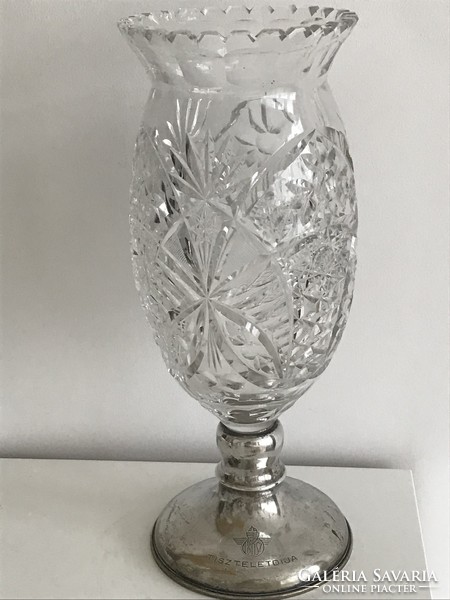 Ibus relic from the 1930s with a silver base and crystal glass, 32 cm high