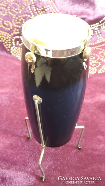 Royal blue wooden drum with miniature ornament (l2097)