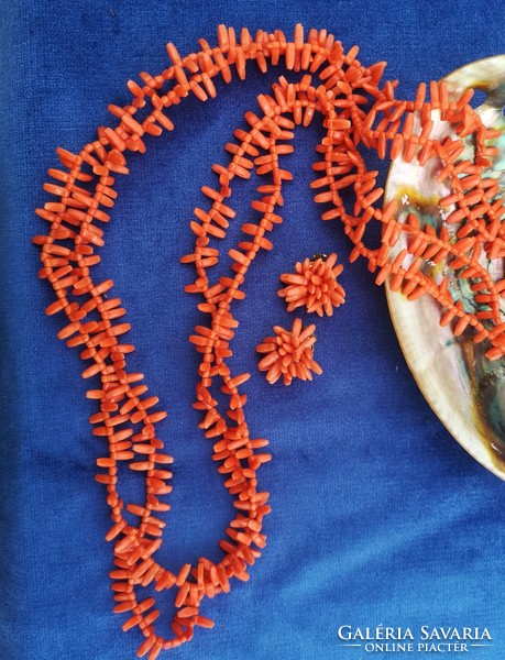 Italian coral necklace, vintage jewelry, with copper fittings, probably lifelike imitation