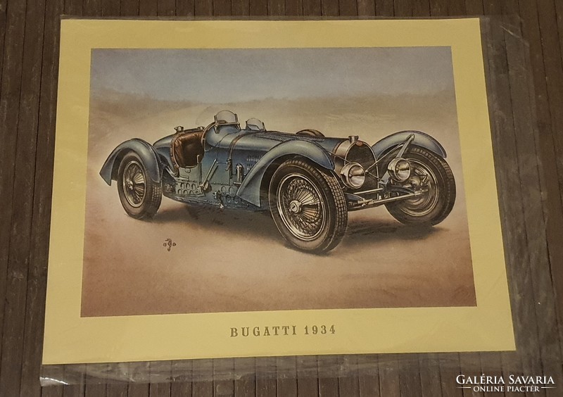 Bugatti 1934 papír nyomat,  37,5x30 cm