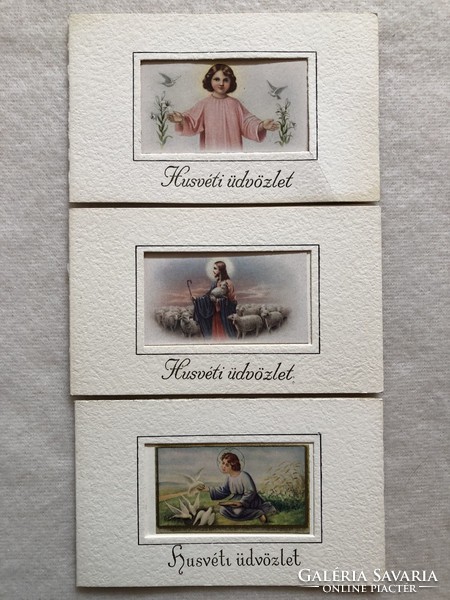 3 Antique Easter Open Mini Postcards, Greeting Cards - Postage Clean