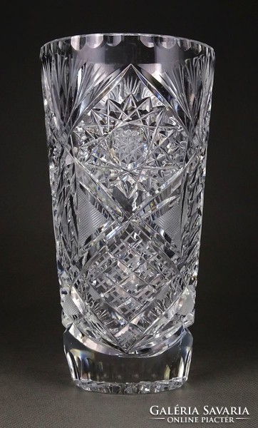 1I641 Hibátlan csiszolt üveg kristály váza 20.5 cm