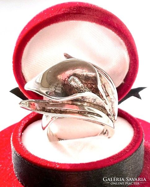 Bowl-shaped silver ring 56m