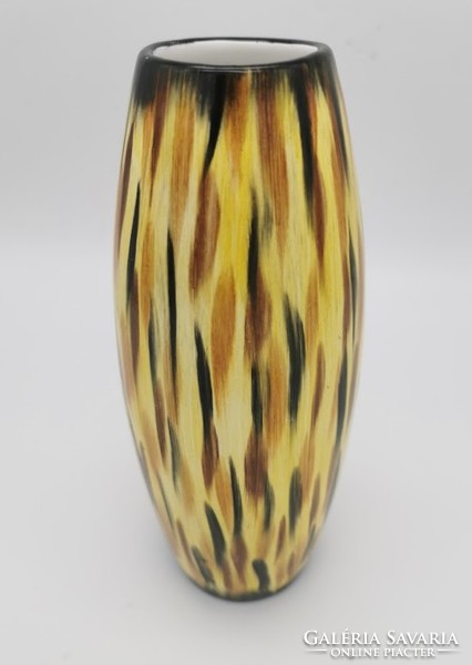 Retro vase, Hungarian handicraft ceramics, 23 cm