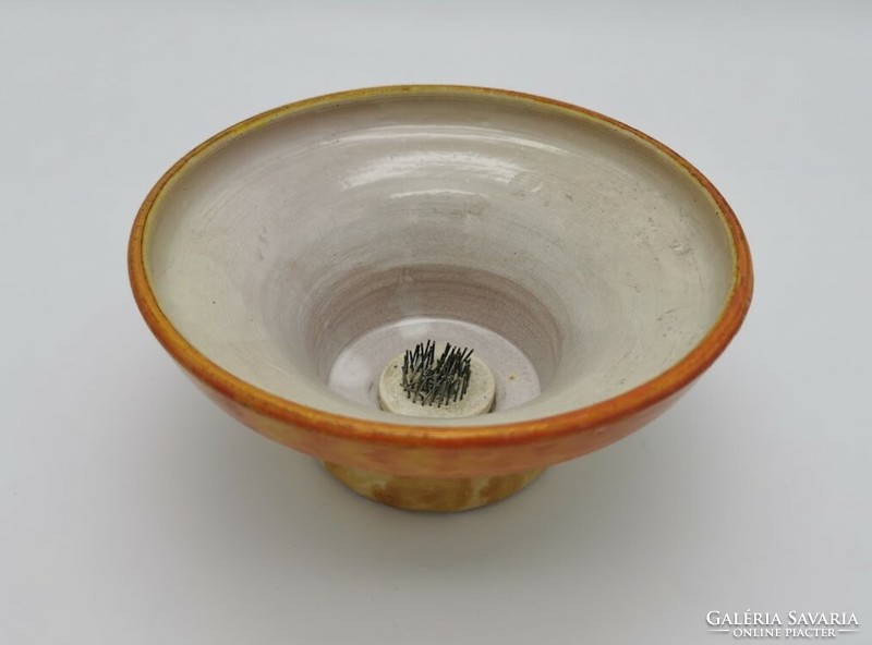 Retro handicraft vase, flowerpot, ikebana marked by Michael
