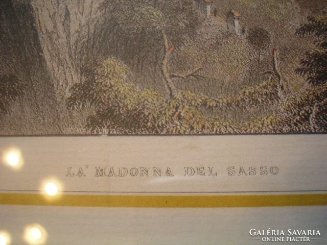 2db  Luganó + La Madonna Del  Sasso acélmetszet antik kép paszpart-ban ,üveglapos keretek egyben