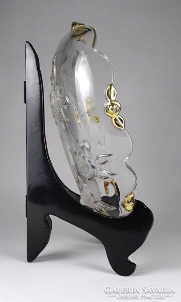 1I639 Szív alakú Waltherglas üveg asztalközép kínáló tál