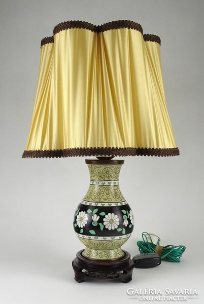 1I721 old oriental floral fire enamel lamp 43 cm