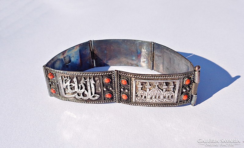 900-as ezüst iszlám, feliratos karkötő