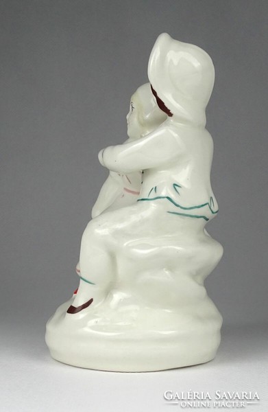 1I752 Régi kézzel festett porcelán gyermek pár szobor 14.5 cm
