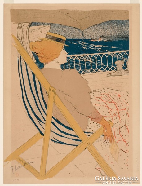 Toulouse-lautrec - lady in deck chair - canvas reprint on blind
